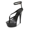 WOkismD Women's 15 cm Platform Open-Toe Slingback Sandals, Stiletto Heels, Black, EU 43 view 1