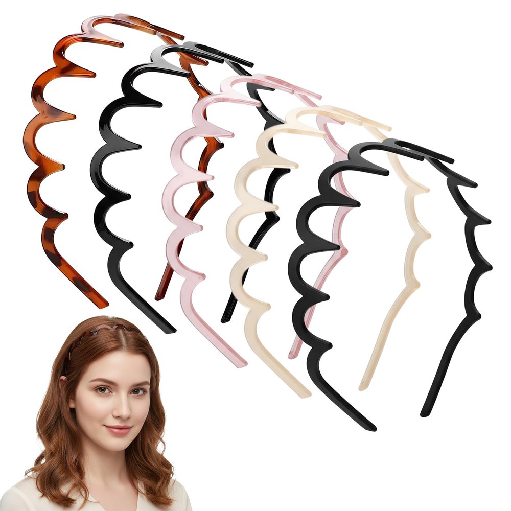 Zigzag Plastic Headbands, 5-Piece Set
