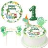 5-Piece Edible Dinosaur Cake Decoration Set with Number 1 Candle view 1