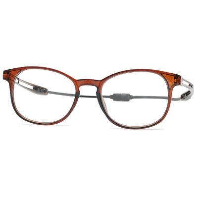 ALKAHE Rectangular Reading Glasses with Magnetic Closure, Dark Brown, +2.0