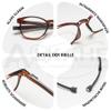 ALKAHE Rectangular Reading Glasses with Magnetic Closure, Dark Brown, +2.0 view 4