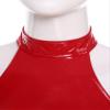 Kaerm Women's Wet-Look Patent Leather Halter-Neck Open-Crotch Catsuit, Red, S view 4