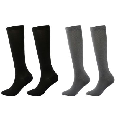 Soft Compression Socks for Men and Women, Knee-High Plus-Size Socks for Nurses, Pregnant Women, and Travel, S/M, 2 Pcs-B