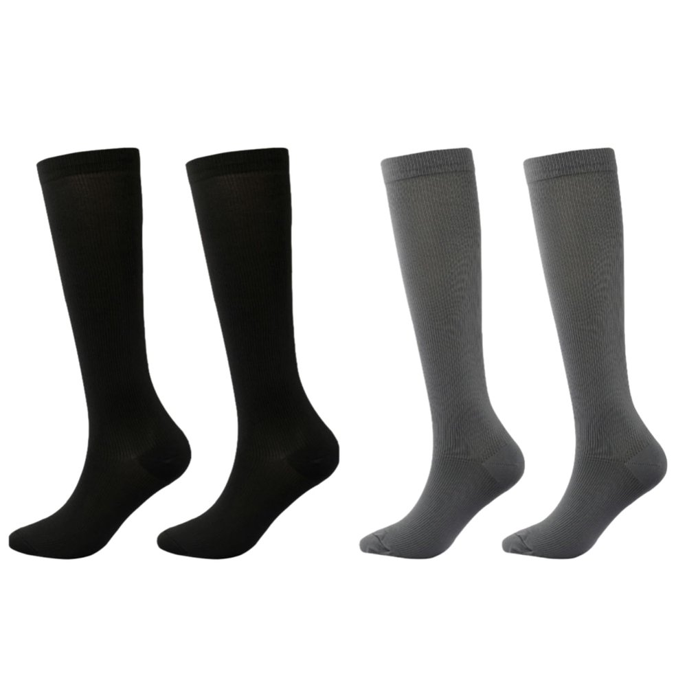 Soft Compression Socks for Men and Women, Knee-High Plus-Size Socks for Nurses, Pregnant Women, and Travel, S/M, 2 Pcs-B