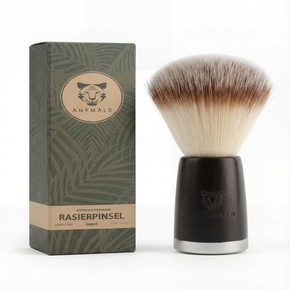 ANYMALE Men's Ebony Wood Shaving Brush with Soft Synthetic Bristles