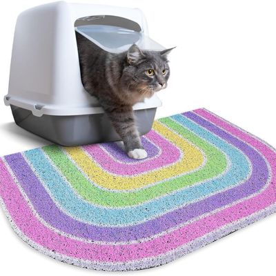 Cat Litter Mat for Tracking Control, Non-Slip, Easy-Clean, Purple, 60 x 100 cm