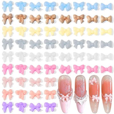 80-Piece 3D Colorful Bow Nail Charms