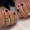 Evadollina Press-On Nails, 24-Piece Set with Brown Flower Petal Design view 1