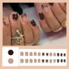 Evadollina Press-On Nails, 24-Piece Set with Brown Flower Petal Design view 3