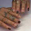 Evadollina Press-On Nails, 24-Piece Set with Brown Flower Petal Design view 4