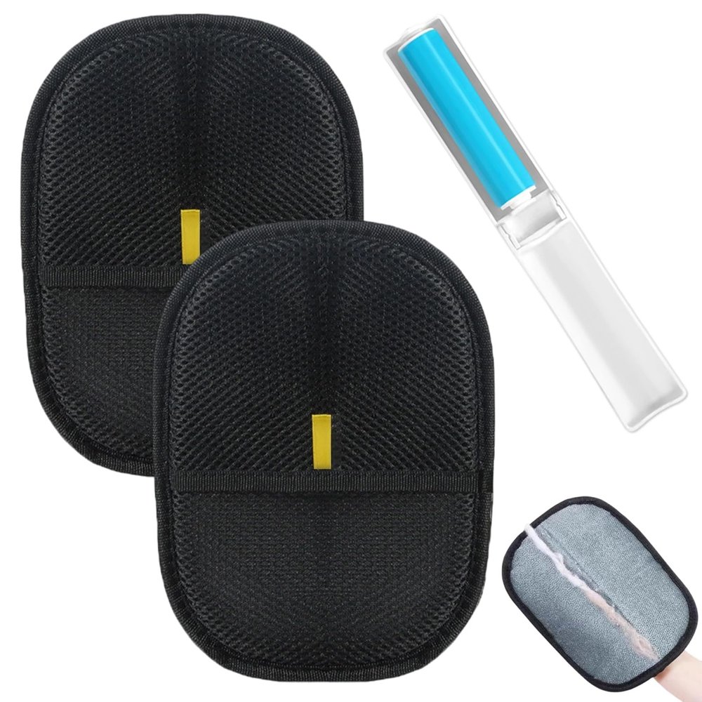 2-Pack Double-Sided Pet Hair Removal Gloves for Dogs and Cats