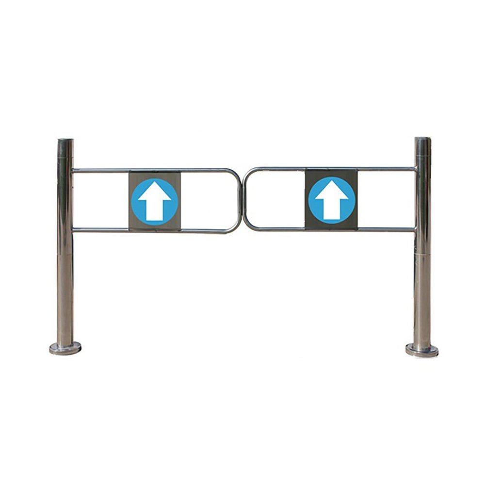 Supermarket Entrance Swing Gate, Stainless Steel, Silver, 140 × 97 cm