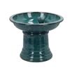 Small Ceramic Birdbath on Pedestal, Petrol view 1