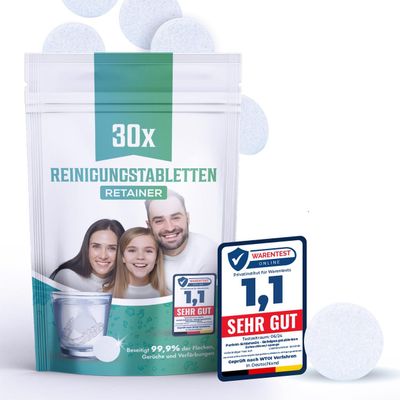 30 Retainer Cleaning Tablets for Aligners, Braces & Dentures