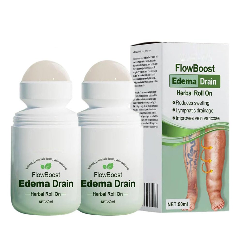 FlowBoost Herbal Edema Relief Roller for Legs and Feet, 2-Pack