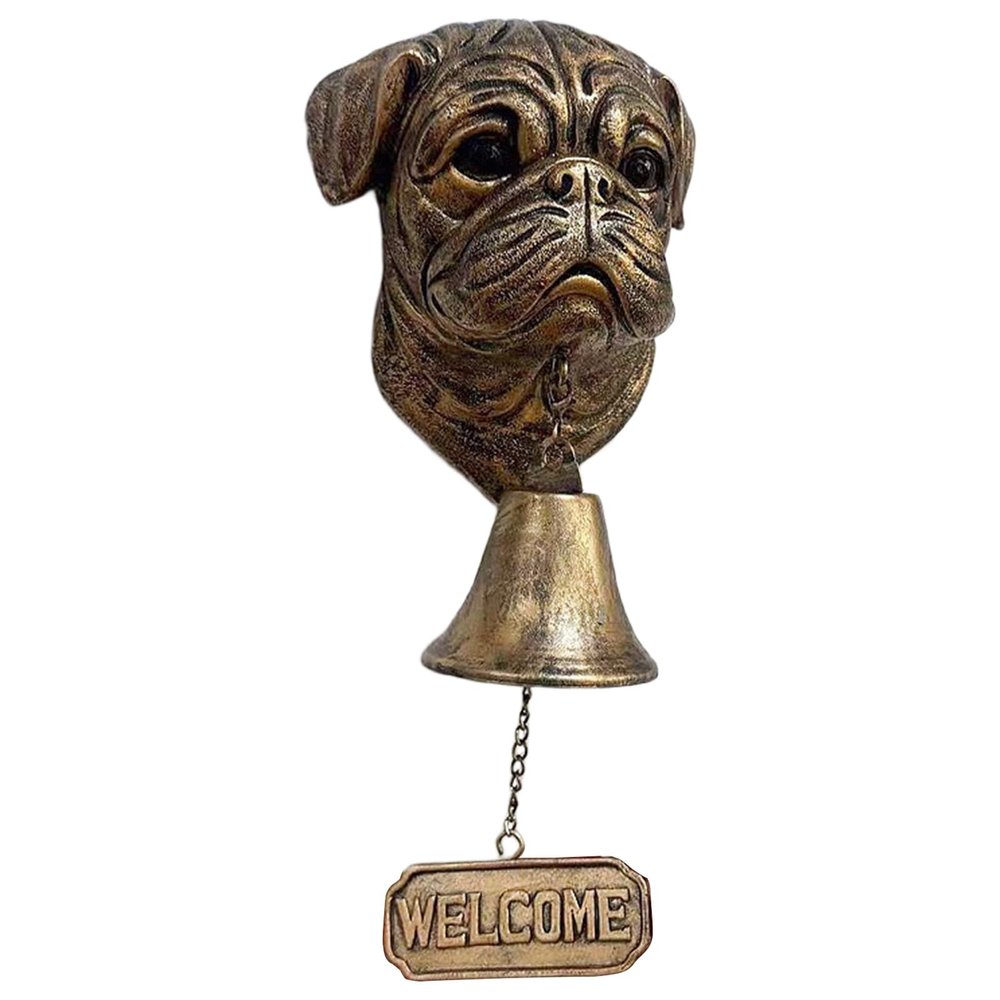 Piceioep Antique Resin Dog-Head Welcome Doorbell for Outdoors