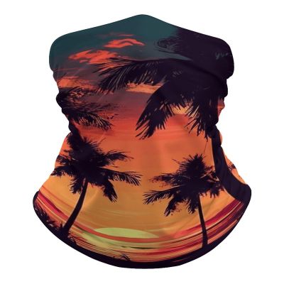 Decorative Half-Face Headwear, Palm Tree Summer Sunset Seamless Tube Scarf for Adults