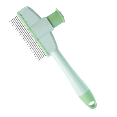 Flea Comb for Dogs - Self-Cleaning Comb for Long-Haired Dogs - Ergonomic Grooming Brush with Eject Button, Convenient for Travel and Home
