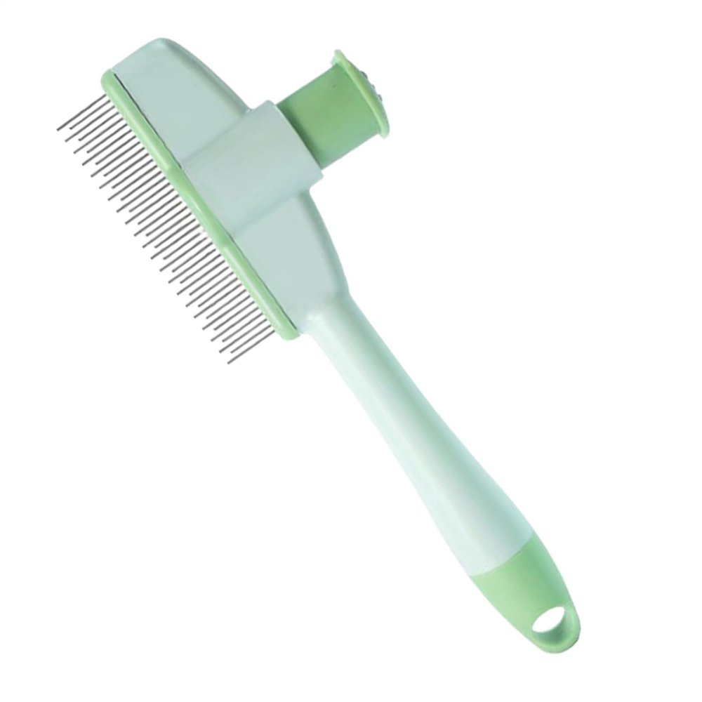 Flea Comb for Dogs - Self-Cleaning Comb for Long-Haired Dogs - Ergonomic Grooming Brush with Eject Button, Convenient for Travel and Home