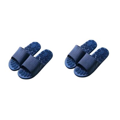 FOMIYES 2-Piece Non-Slip Foot Massage Bath Sandals, Durable PVC Slippers, Dark Blue