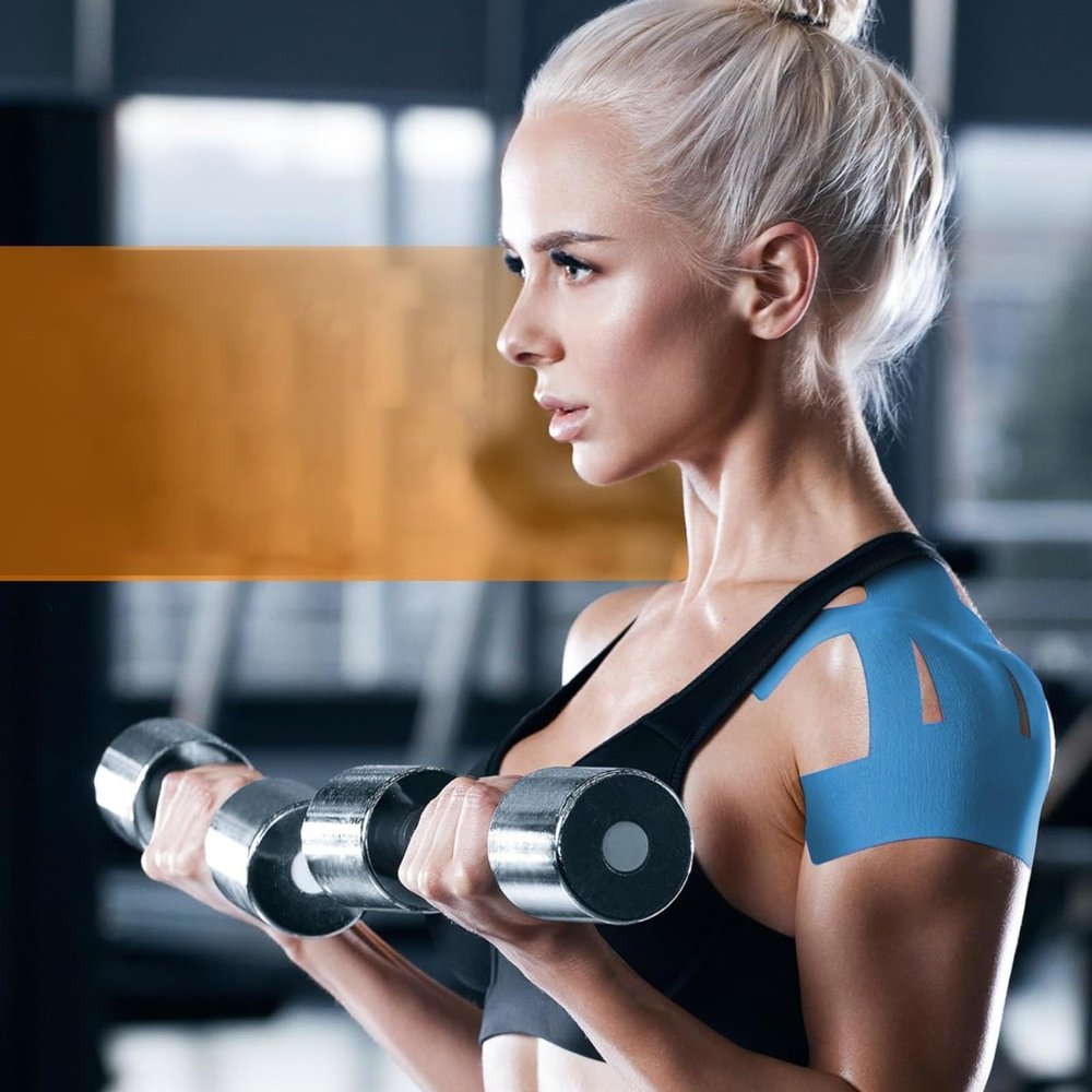 5 Pre-Cut Kinesiology Tapes for Shoulders, Blue