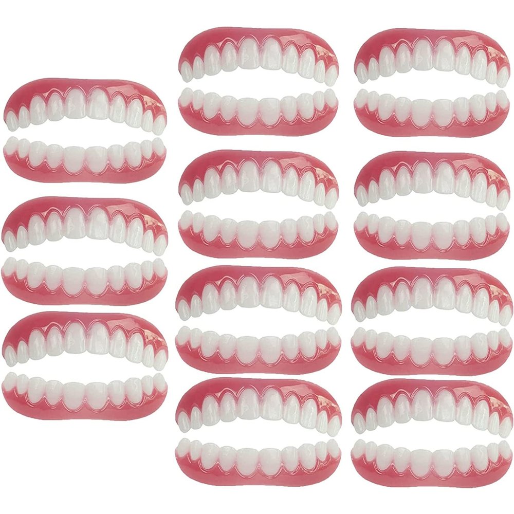 Removable Upper and Lower Silicone Dentures for Men and Women – 9 Pairs