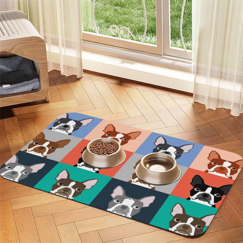 Whippet Border Pattern Waterproof Pet Feeding Mat, 40 x 60 cm