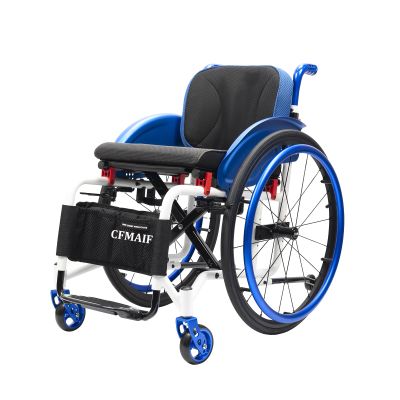CFMAIF Folding Aluminum Self-Propelled Wheelchair, Blue, 42 cm/16.2 in Seat