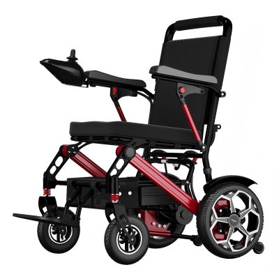 HZWJD Lightweight Folding Electric Wheelchair for Adults, Dual Charging, 12 Ah