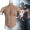 ERSINIAN Silicone Muscle Chest with High Neck, Realistic Male Chest for Cosplay, Halloween and Masquerade Costumes, Caucasian view 1
