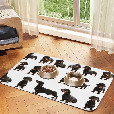 Dog Feeding Mat with Animal Designs, Waterproof PU Leather, 40 x 60 cm