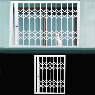 Metal Window Safety Grille for Cats and Pets, Foldable Sliding Window Guard, Break-Resistant, Invisible Mesh Door for Indoor and Outdoor Use (68.6 x 83.8 cm)