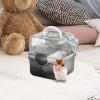 Transparent Hamster Habitat with Exercise Wheel and Water Bottle, Portable Small Animal Carrier, 20 x 20 x 20 cm, White view 2