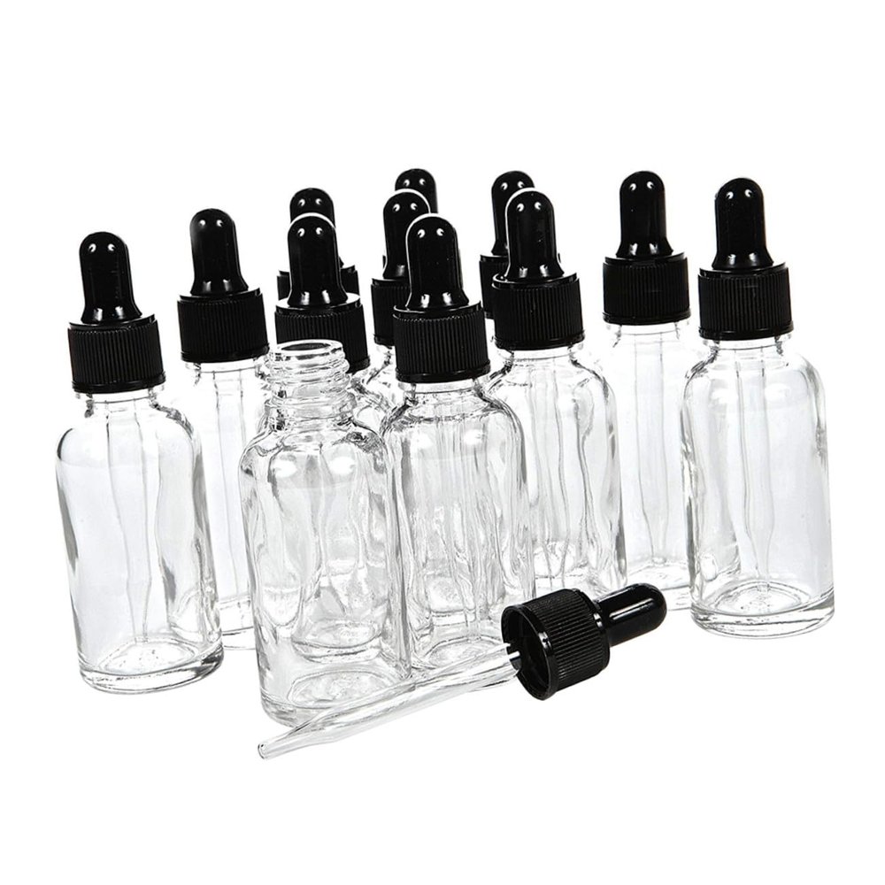 Gogogmee 12-Pack 30 mL Glass Essential Oil Bottles with Silicone Droppers