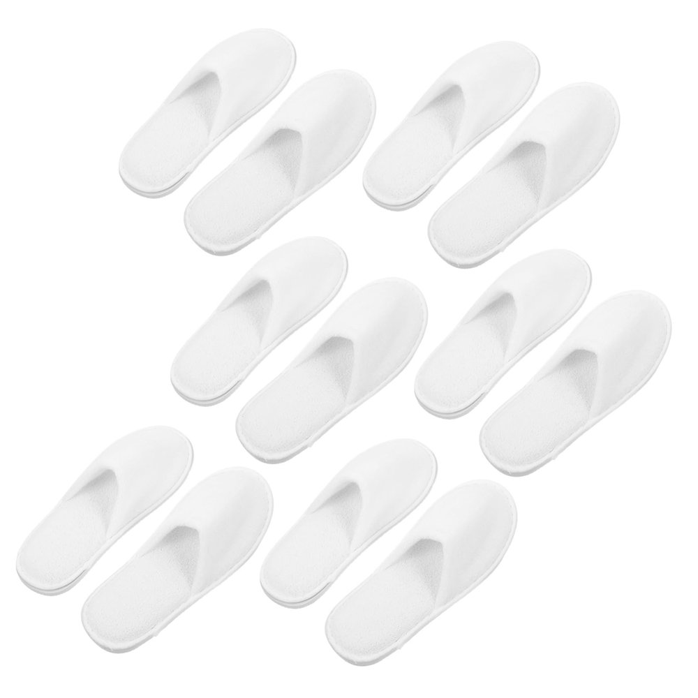 TOVINANNA 6 Pairs White Disposable Coral Fleece Slippers for Guests