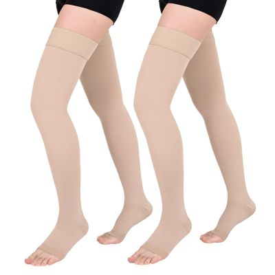 Evolyline 2-Pair Long Compression Stockings for Women and Men, 15–20 mmHg
