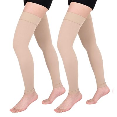 Evolyline 2-Pair Long Compression Stockings for Women and Men, 15–20 mmHg