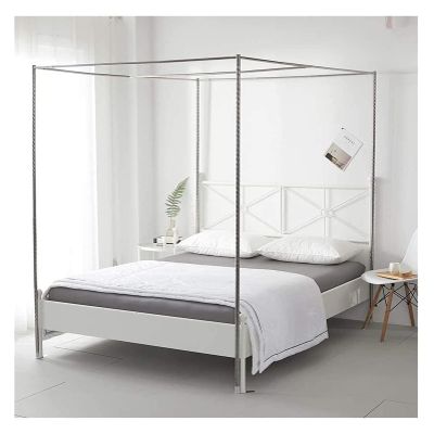 Stylish Metal Canopy Bed Frame with Mosquito Net for Single, Double, King, and Super King Beds (Upgrade 2)