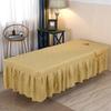 LDLCYCN Yellow 60 x 180 cm (T) Massage Table Bed Skirt with Face Hole, Washable Quilted Spa Table Cover for Beauty Salons, Square/Round Head view 1