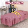 LDLCYCN Yellow 60 x 180 cm (T) Massage Table Bed Skirt with Face Hole, Washable Quilted Spa Table Cover for Beauty Salons, Square/Round Head view 4