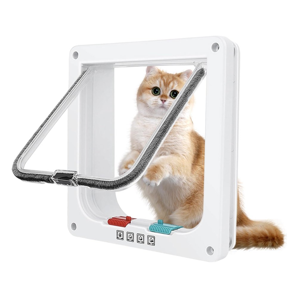 Cat Door for Screens & Thin Doors, 4-Way Magnetic Lock