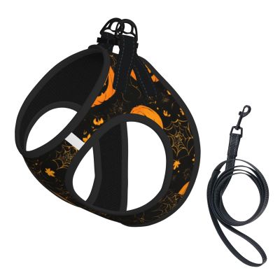 Halloween Pumpkin Print Harness and Leash Set for Cats and Dogs