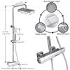 Handheld Shower Set, Thermostatic Bath and Shower Faucet, Rain Showerhead, Wall-Mounted, Chrome LWX view 3