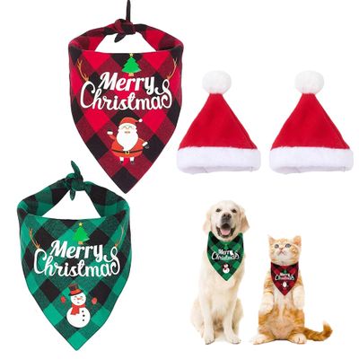 4 Pack Christmas Dog Bandanas