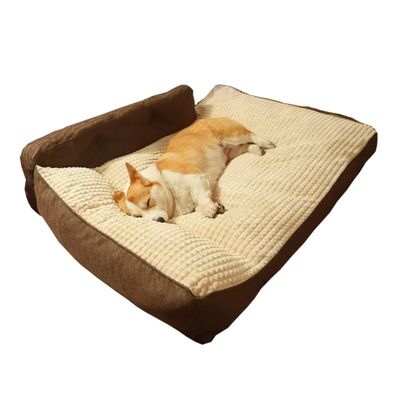 Hruile Large Dog Bed, Washable Plush Pet Sofa Cushion with Non-Slip Base