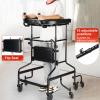 Upright Walker with Seat, 8-Wheel Stability, Folding Mobility Aid for Seniors, 180 kg Capacity view 3
