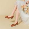 SWDZM Women's Bow-Knit Square-Toe Classic Versatile High-Heel Court Shoes, Brown, EU 36 view 2