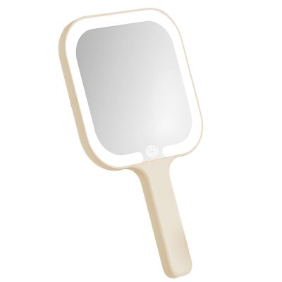 Rechargeable LED Hand Mirror with Touch Control, 3-Color Lighting, Compact Design for Travel, USB-C Charging