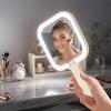Rechargeable LED Hand Mirror with Touch Control, 3-Color Lighting, Compact Design for Travel, USB-C Charging view 2