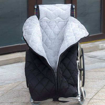 Wheelchair Blanket, Half-Enveloping Warm Blanket with Zipper, Black